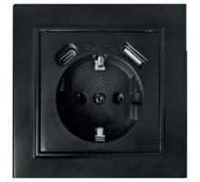 Розетка с заземлением и 2хUSB type A и C, без рамки Stekker Эрна 50078