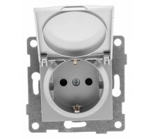 Розетка с заземлением и со шторкой, без рамки с крышкой Gusi Electric UGRA С11Р91-004