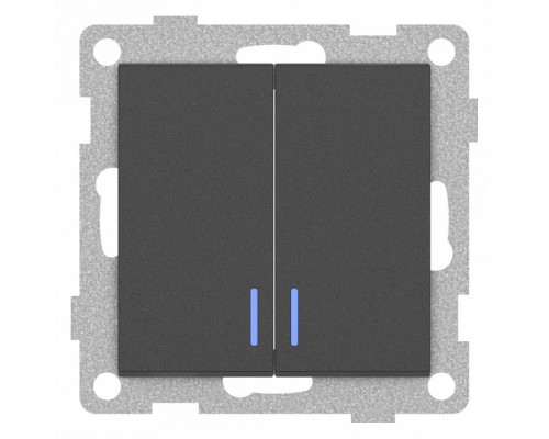 Выключатель двухклавишный с подсветкой без рамки Gusi Electric UGRA С11В28-010