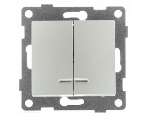 Выключатель двухклавишный с подсветкой без рамки Gusi Electric BRAVO С10В28-028