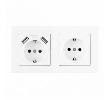 Розетка с заземлением и со шторкой и 2хUSB Arte Milano SET06-2 SET06-2-47-1-40-1 white