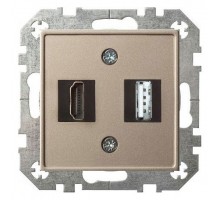 Розетка HDMI и розетка USB без рамки LIREGUS EPSILON 28-3243