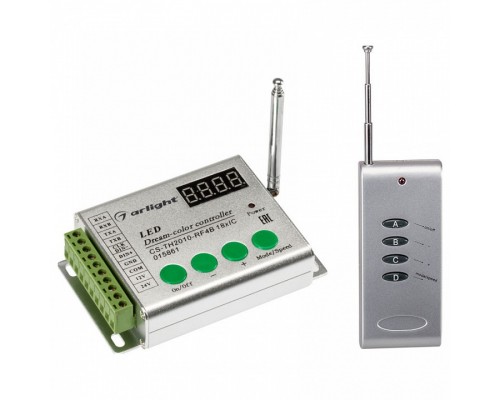 Контроллер-регулятор цвета RGBW с пультом ДУ Arlight CS-TH20 CS-TH2010-RF4B 18xIC (12-24V, ПДУ 4кн) Контроллер-регулятор цвета RGBW с пультом ДУ Arlight CS-TH20 CS-TH2010-RF4B 18xIC (12-24V, ПДУ 4кн)