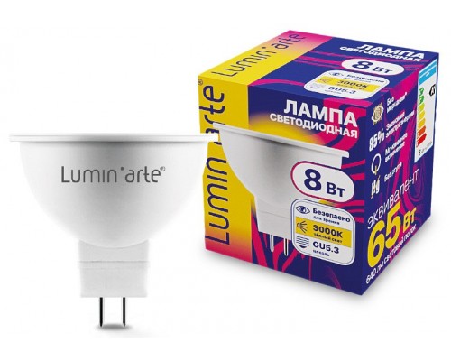 Лампа светодиодная Luminarte  GU5.3 8Вт 3000K LSTD-MR16-8W3KGU5.3
