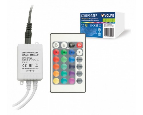 Контроллер-регулятор цвета RGB с пультом ДУ Volpe ULC-Q431 UL-00001113 Контроллер-регулятор цвета RGB с пультом ДУ Volpe ULC-Q431 UL-00001113