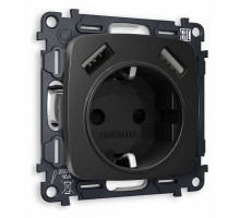 Розетка с заземлением и 2хUSB type A, без рамки Ambrella Volt Quant MO809010