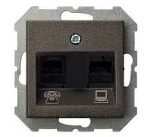 Розетка двойная RJ-11 и Ethernet RJ-45, без рамки LIREGUS EPSILON 28-115