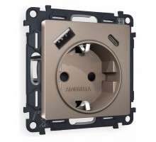Розетка с заземлением и 2хUSB type A и C, без рамки Ambrella Volt Quant MA640010