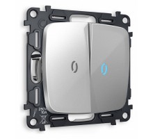 Выключатель двухклавишный с подсветкой без рамки Ambrella Volt Quant MO404020