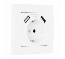 Розетка с заземлением и со шторкой и 2хUSB Arte Milano SET06-1 SET06-1-47-1 white