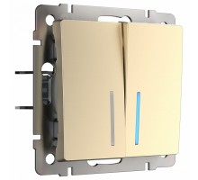 Выключатель двухклавишный с подсветкой без рамки Werkel шампань W1120111