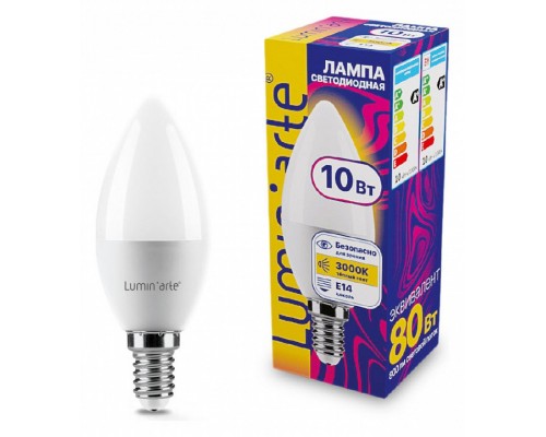 Лампа светодиодная Luminarte E14 10Вт 3000K LSTD-C37-10W3KE14 Лампа светодиодная Luminarte E14 10Вт 3000K LSTD-C37-10W3KE14