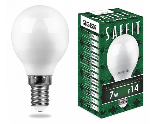Лампа светодиодная Feron Saffit SBG4507 E14 7Вт 6400K 55123 Лампа светодиодная Feron Saffit SBG4507 E14 7Вт 6400K 55123