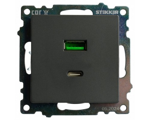 Розетка 2хUSB type A и C без рамки Stekker Катрин 50052