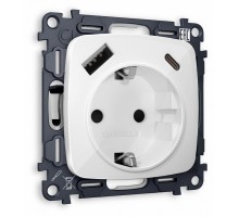 Розетка с заземлением и 2хUSB type A и C, без рамки Ambrella Volt MO MO110010