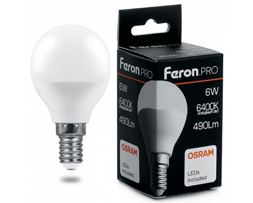 Лампа светодиодная Feron LB-1406 E14 6Вт 6400K 38067 Лампа светодиодная Feron LB-1406 E14 6Вт 6400K 38067