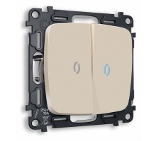 Выключатель проходной двухклавишный с подсветкой без рамки Ambrella Volt Quant MO324040