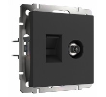 ТВ-розетка и розетка Ethernet RJ-45 без рамки Werkel черный матовый W1181308
