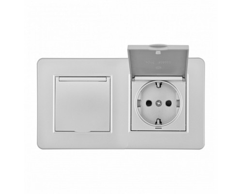 Розетка с заземлением и шторкой, с крышкой Arte Milano SET16-2 SET16-2-41-1x2 silver