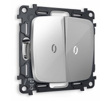 Выключатель двухклавишный с подсветкой без рамки Ambrella Volt Quant MO404015