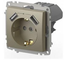 Розетка с заземлением и со шторкой и 2хUSB type A, без рамки Elbi Eleсtriс Zena Vega 609-011400-317