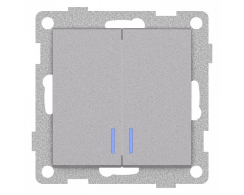 Выключатель двухклавишный с подсветкой без рамки Gusi Electric UGRA С11В28-004