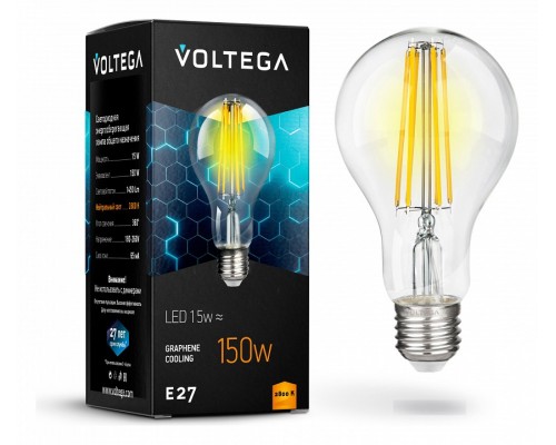 Лампа светодиодная Voltega Crystal E27 15Вт 2800K Лампа светодиодная Voltega Crystal E27 15Вт 2800K