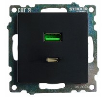 Розетка 2хUSB type A и C без рамки Stekker Катрин 50055