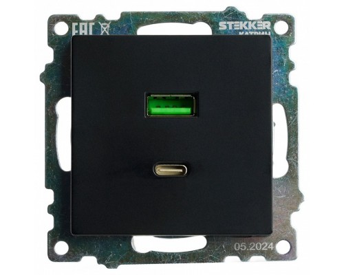 Розетка 2хUSB type A и C без рамки Stekker Катрин 50055