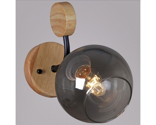 Бра 06780-0.2-01 BK+WOOD