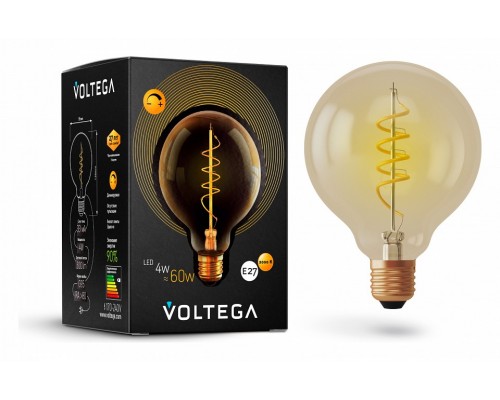 Лампа светодиодная Voltega Globe E27 4Вт 2000K 7076 Лампа светодиодная Voltega Globe E27 4Вт 2000K 7076