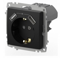 Розетка с заземлением и со шторкой и 2хUSB type A, без рамки Elbi Eleсtriс Zena Vega 609-014800-317