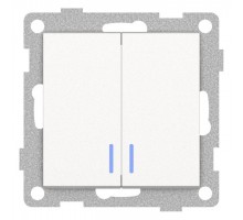 Выключатель двухклавишный с подсветкой без рамки Gusi Electric UGRA С11В28-028