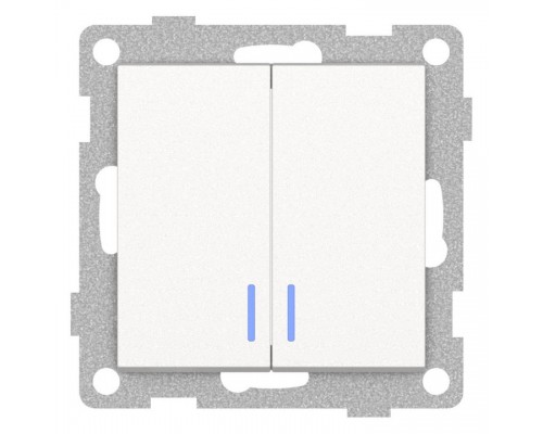 Выключатель двухклавишный с подсветкой без рамки Gusi Electric UGRA С11В28-028 Выключатель двухклавишный с подсветкой без рамки Gusi Electric UGRA С11В28-028
