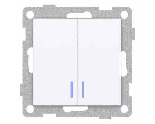 Выключатель двухклавишный с подсветкой без рамки Gusi Electric UGRA С11В28-001