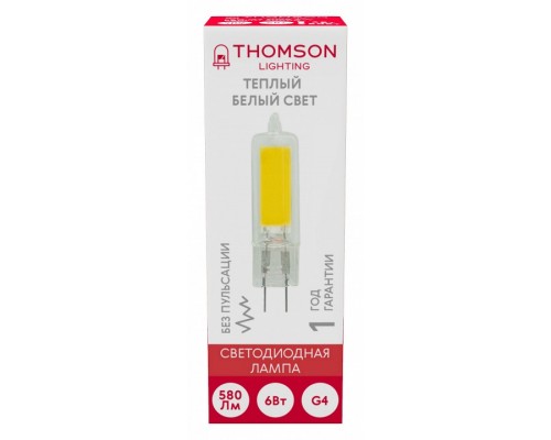 Лампа светодиодная Thomson G4 COB G4 6Вт 3000K TH-B4220 Лампа светодиодная Thomson G4 COB G4 6Вт 3000K TH-B4220