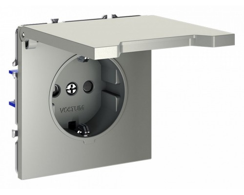 Розетка с заземлением и со шторкой, без рамки с крышкой Voltum S70 VLS040305
