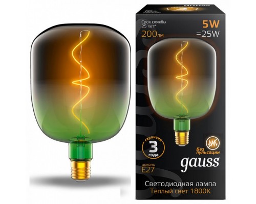Лампа светодиодная Gauss Colored E27 5Вт 1800K 1009802105 Лампа светодиодная Gauss Colored E27 5Вт 1800K 1009802105