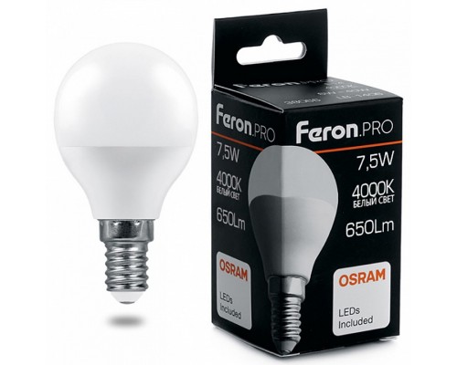 Лампа светодиодная Feron LB-1407 E14 7.5Вт 4000K 38072 Лампа светодиодная Feron LB-1407 E14 7.5Вт 4000K 38072