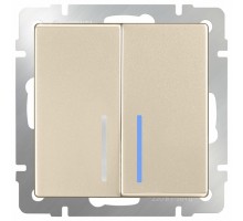 Выключатель проходной двухклавишный с подсветкой без рамки Werkel WL11 WL11-SW-2G-2W-LED