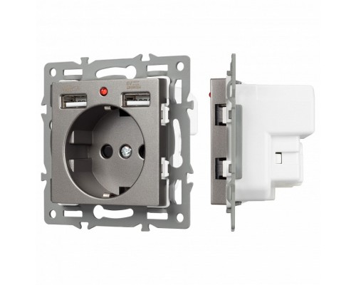 Розетка с заземлением и 2хUSB type A, без рамки Arlight SCT 043735