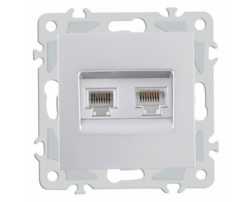 Розетка двойная RJ-11 и Ethernet RJ-45, без рамки Arte Milano am-206 206.44-1.silver