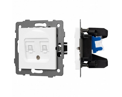 Розетка двойная RJ-12 и Ethernet RJ-45, без рамки Arlight SCT 049854 Розетка двойная RJ-12 и Ethernet RJ-45, без рамки Arlight SCT 049854