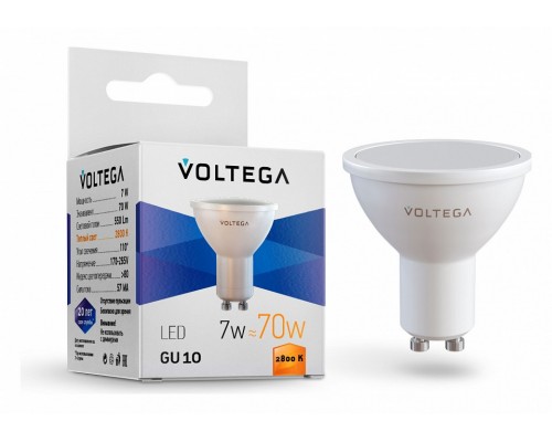 Лампа светодиодная Voltega Simple GU10 7Вт 2800K Лампа светодиодная Voltega Simple GU10 7Вт 2800K