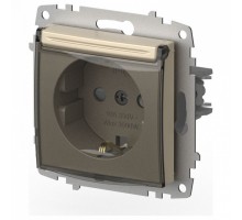 Розетка с заземлением и со шторкой, без рамки с крышкой Elbi Eleсtriс Zena Vega 609-012500-219