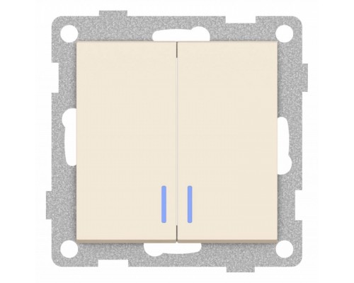 Выключатель двухклавишный с подсветкой без рамки Gusi Electric UGRA С11В28-003