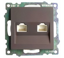 Розетка двойная Ethernet RJ-45 без рамки Stekker Катрин 50006