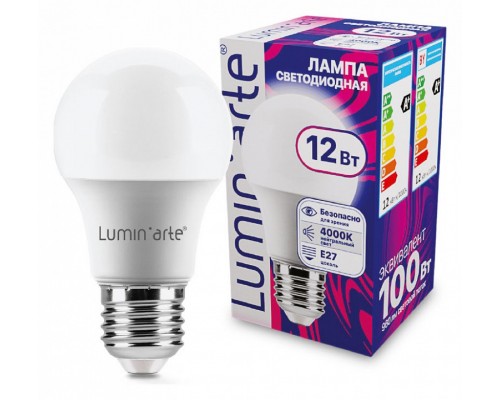 Лампа светодиодная Luminarte E27 12Вт 4000K LSTD-A60-12W4KE27 Лампа светодиодная Luminarte E27 12Вт 4000K LSTD-A60-12W4KE27
